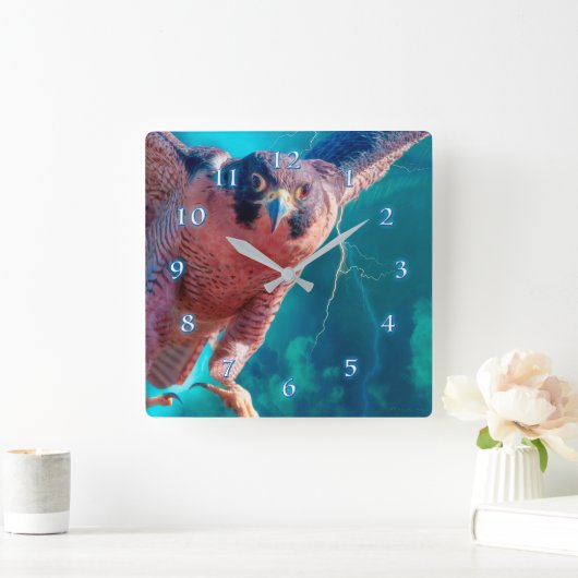 Peregrine Falcon WINGS (MERCURY Square Wall Cloc) Vierkante Klok (Huis)