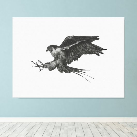 Peregrine Hawk canvas print (Insitu (Houten vloer))