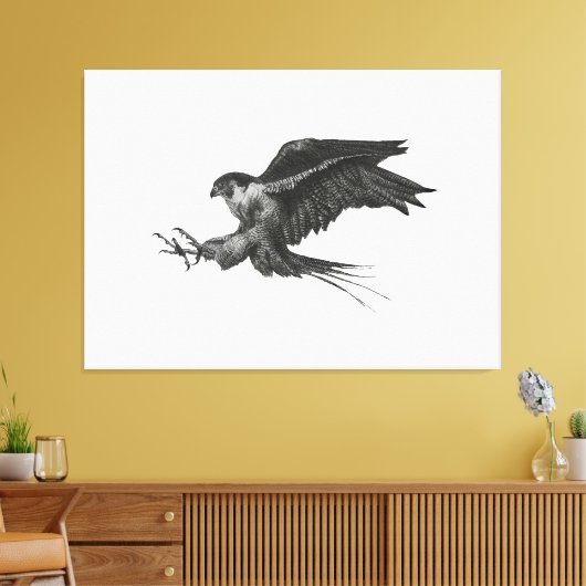 Peregrine Hawk canvas print (Insitu (Woonkamer))