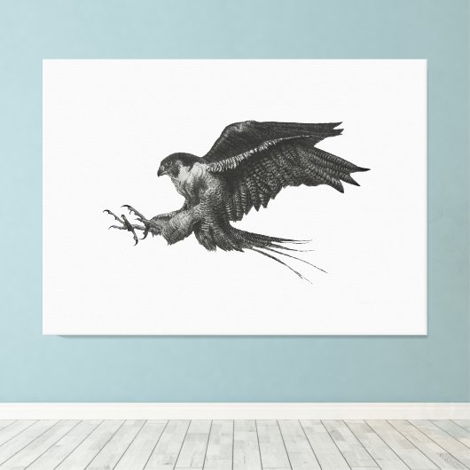 Peregrine Hawk canvas print (Insitu (Houten vloer))