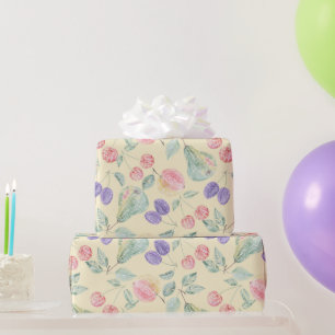 Peren, appel, kersen, pruimen, fruitmix, stijlvol cadeaupapier