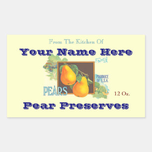 Peren Bewerkbare Vintage Baksticker Rechthoekige Sticker