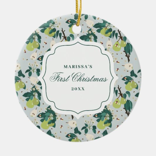 Peren & Bijen Botanische Bloementuin Kerst Keramisch Ornament (Voorkant)