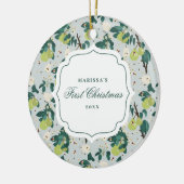 Peren & Bijen Botanische Bloementuin Kerst Keramisch Ornament (Links)