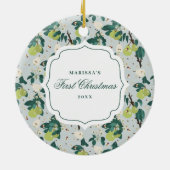 Peren & Bijen Botanische Bloementuin Kerst Keramisch Ornament (Achterkant)