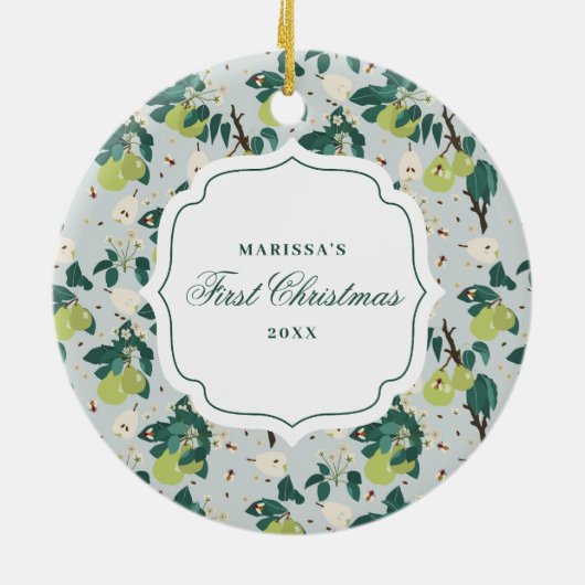 Peren & Bijen Botanische Bloementuin Kerst Keramisch Ornament (Achterkant)