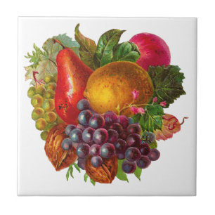  peren, druiven, luiers, appels en noten tegeltje