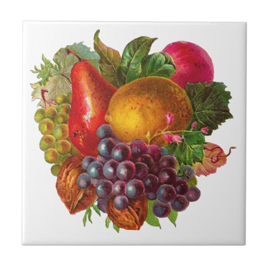  peren, druiven, luiers, appels en noten tegeltje (Voorkant)