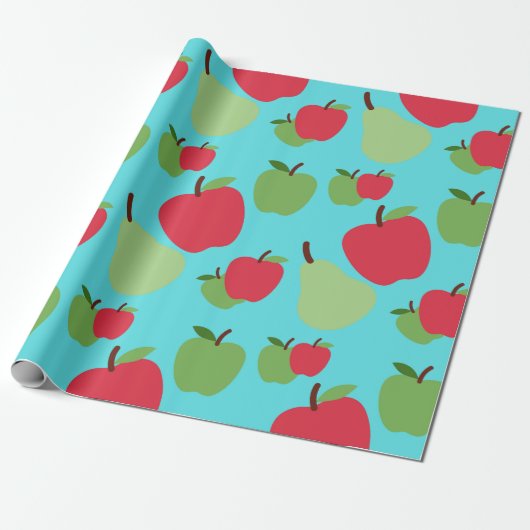 peren en appels fruit patroon cadeaupapier (Uitgerold)