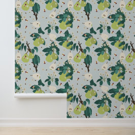 Peren en bijen in een botanische bloementuin behang