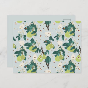 Peren en bijen in een botanische bloementuin feestdagenkaart