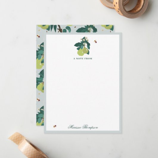 Peren en bijen in een botanische bloementuin notitiekaartje (Voorkant / Achterkant in situ)