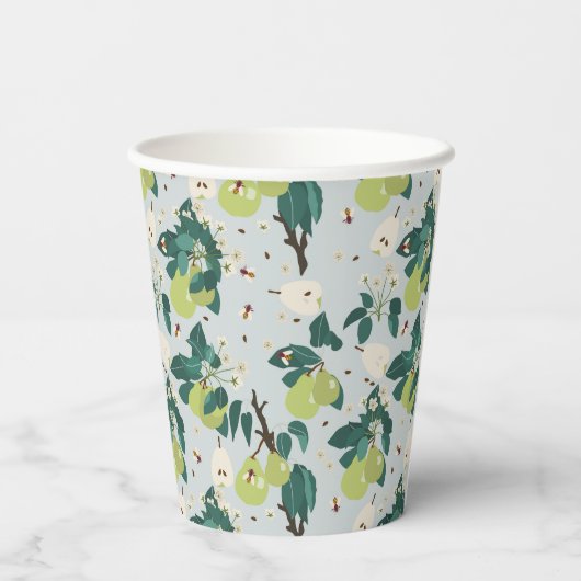 Peren en bijen in een botanische bloementuin papieren bekers (Achterkant)