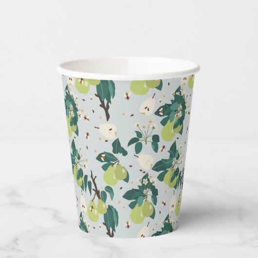 Peren en bijen in een botanische bloementuin papieren bekers (Links)