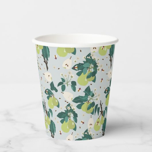 Peren en bijen in een botanische bloementuin papieren bekers (Voorkant)