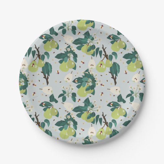 Peren en bijen in een botanische bloementuin papieren bordje (Voorkant)