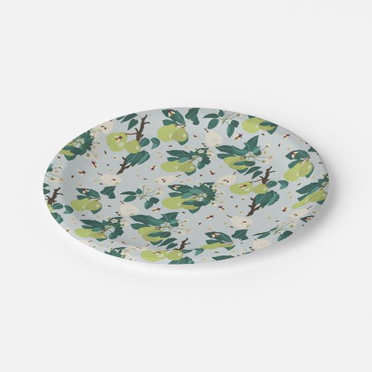 Peren en bijen in een botanische bloementuin papieren bordje (Gekanteld)