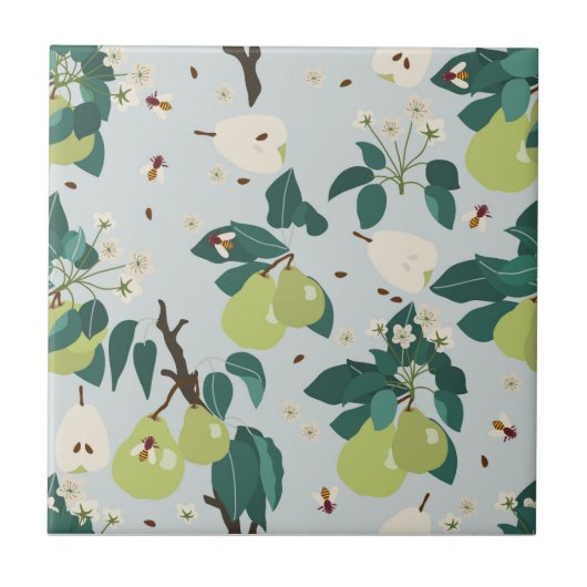 Peren en bijen in een botanische bloementuin tegeltje (Voorkant)