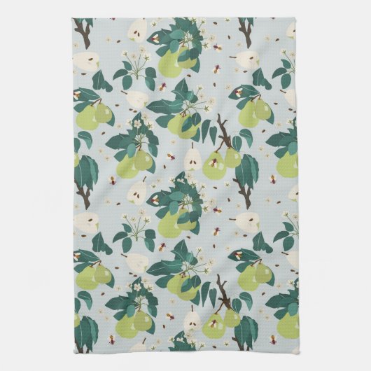 Peren en bijen in een botanische bloementuin theedoek (Verticaal)