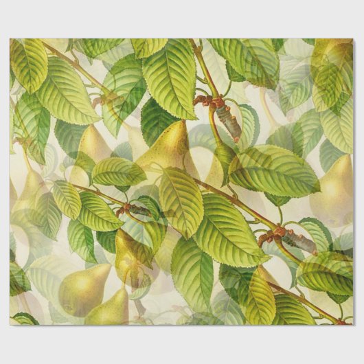 Peren en bladeren cadeaupapier (Vlak)