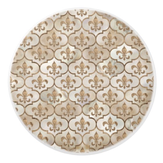 Peren en goud, van de variëteit "Fleur-de-lis" Keramische Knop (Voorkant)