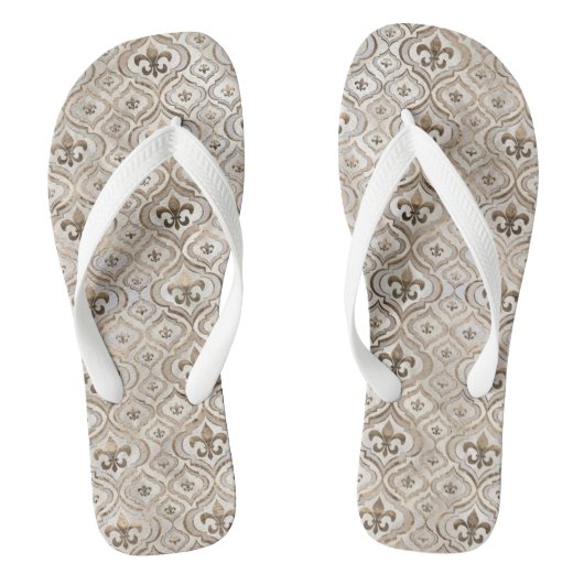 Peren en goud, van de variëteit "Fleur-de-lis" Teenslippers (Voetbed)