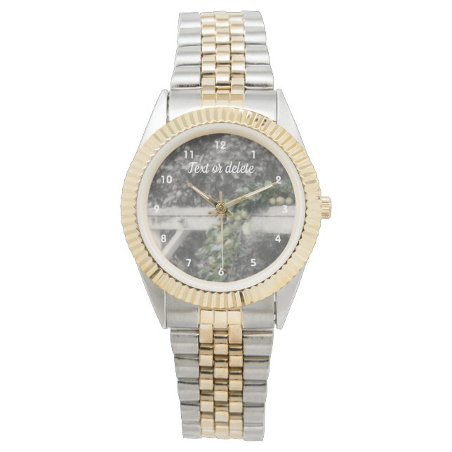 Peren en Hitching Post Black White, gepersonalisee Horloge (Voorkant)