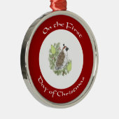 Peren en patrijs Eerste dag kerstversiering Metalen Ornament (Rechts)