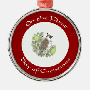 Peren en patrijs Eerste dag kerstversiering Metalen Ornament