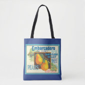 Peren  Fruit Boerderij Krat Kunst op Blauw Tote Bag (Voorkant)