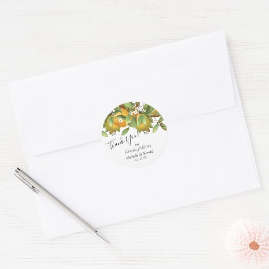Peren Fruit | Dank je wel Ronde Sticker (Envelop)