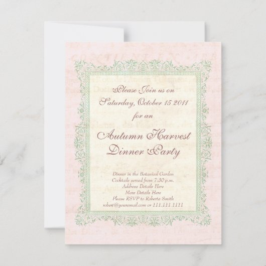  peren Herfst Oogst Dinner Party Kaart (Achterkant)
