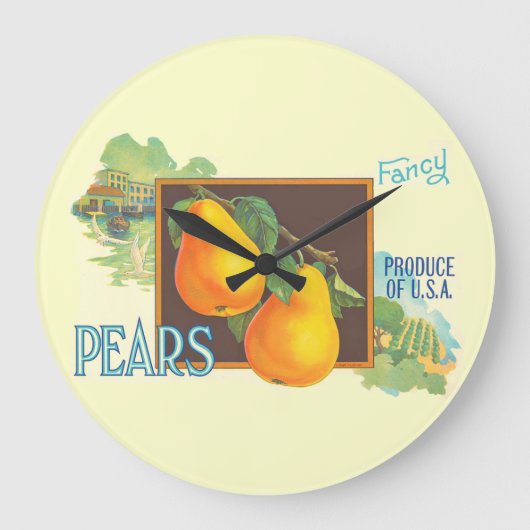 Peren  krat Art Wall Clock Grote Klok (Voorkant)