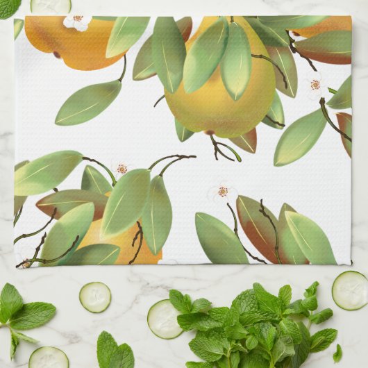 Peren met bloemen theedoek (Gevouwen)