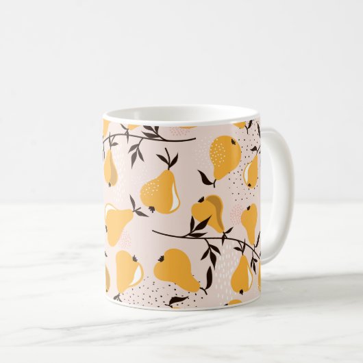 Peren naadloze patroonachtergrond. Hand getrokken Koffiemok (Voorkant rechts)