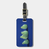 Peren op een blauwe doek bagagelabel (Voorkant verticaal)