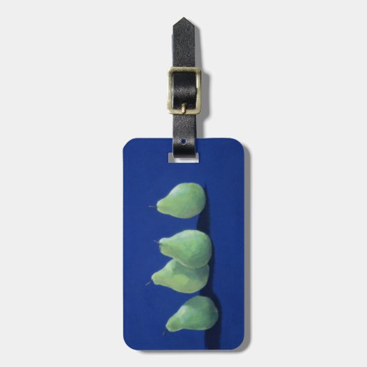 Peren op een blauwe doek bagagelabel (Voorkant verticaal)