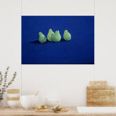 Peren op een blauwe doek poster (Keuken)