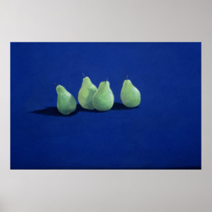 Peren op een blauwe doek poster