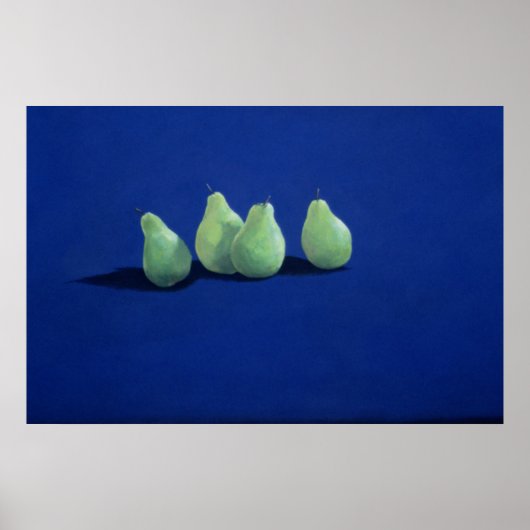 Peren op een blauwe doek poster (Voorkant)