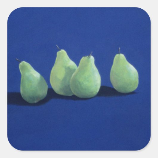 Peren op een blauwe doek vierkante sticker (Voorkant)