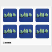 Peren op een blauwe doek vierkante sticker (Vel)