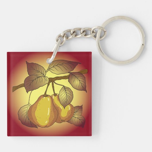 Peren op een boom sleutelhanger (Achterkant)