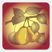 Peren op een boom vierkante sticker (Voorkant)