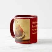 Peren op een Bord Galations 5: 22-23 Mok (Voorkant links)