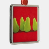 Peren op rode doek metalen ornament (Rechts)