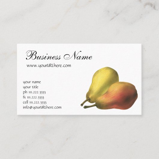  peren, organische levensmiddelen, gerijpte vrucht visitekaartje (Voorkant)