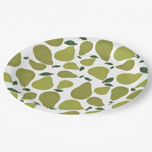 Peren patroon papieren bordje (Gekanteld)