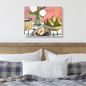 Peren Rozen Rustieke Bloem Fruit, Stilleven No.3 Canvas Afdruk (Insitu (Slaapkamer))