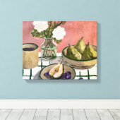 Peren Rozen Rustieke Bloem Fruit, Stilleven No.3 Canvas Afdruk (Insitu (Houten vloer))